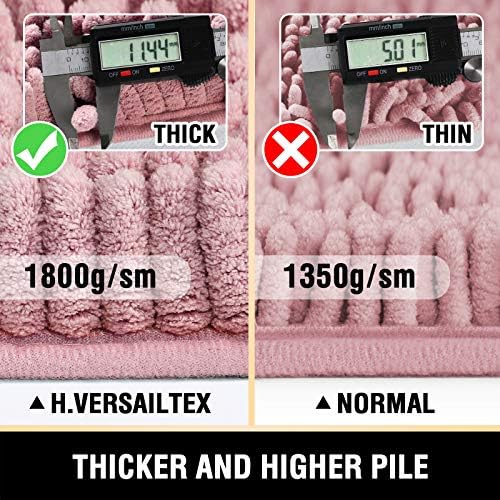 H.VERSAILTEX Bathroom Rugs Bath Mats for Non Slip Luxury Chenille Extra Soft Absorbent Shaggy Mat Washable Fast Dry Sets 2 Piece (Coral Pink, 24'' x 36''/20'' 32'')