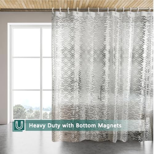 Shower Curtain Liner, 100% Waterproof Peva Shower Curtains with 3 Duty Heavy Bottom Magnets and 12 Rust Proof Grommets, 72x72 Weighted Shower Liner for Shower Stall, Bathtubs
