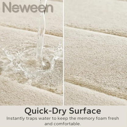 Neween Bathroom Rugs Set 2 Piece, Absorbent Memory Foam Bath Mat, Beige
