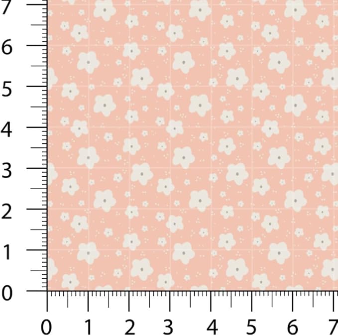 Patchwork Fabric Panel 100x155 cm, 100% Cotton Satin, 6 Coordinated Pastel Floral & Dot Patterns, Soft Peach Green Quilting & Sewing Fabric (Soft Pastels, 6pcs 50x50cm)
