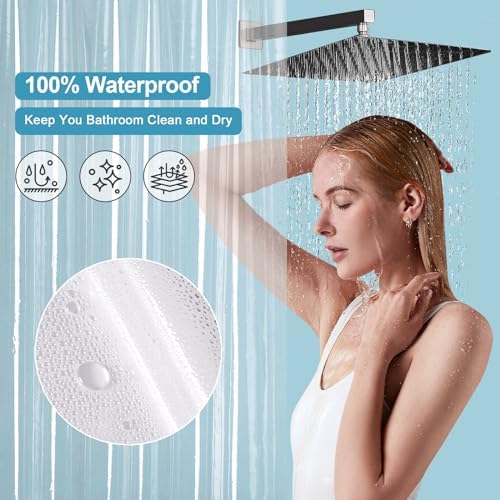 EurCross Shower Curtain Liner with 5 Bottom Magnets,BPA-Free 9G PEVA Clear Shower Liner for Bathtub, PVC-Free Premium See-Through Plastic Shower Curtain for Bathroom 72x72 inch,Waterproof