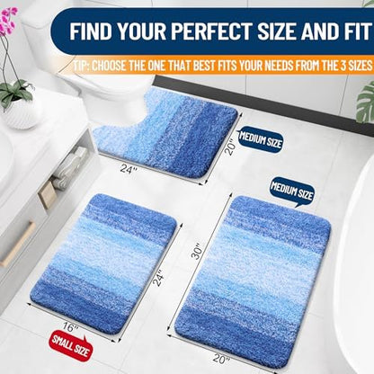 OLANLY Luxury Toilet Rugs U-Shaped 24x20, Soft Absorbent Microfiber Mat