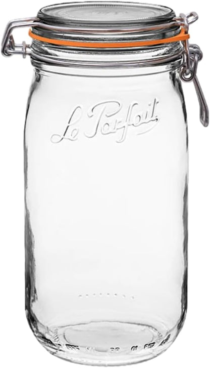 Le Parfait Super Jar 1.5L (48oz) French Glass Preserving Jar w/Airtight Rubber Seal & Wire Bail Closure - BPA-Free Canning Jar for Pickles, Fruit, Sauce & Food Storage - Made in France Since 1930 1PK