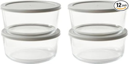 8-Piece Glass Food Storage Containers Set (4 Containers + 4 BPA-Free Lids) | 6.5-Cup, Leakproof | Microwave, Freezer, Oven & Dishwasher Safe | Ideal for Meal Prep & Pantry Organization, Grey