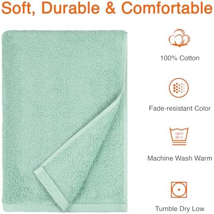Amazon Basics 2-Pack Quick-Dry Lightweight Moisture Absorbing Bath Towel, 100% Cotton, 54" x 30", Seafoam Green