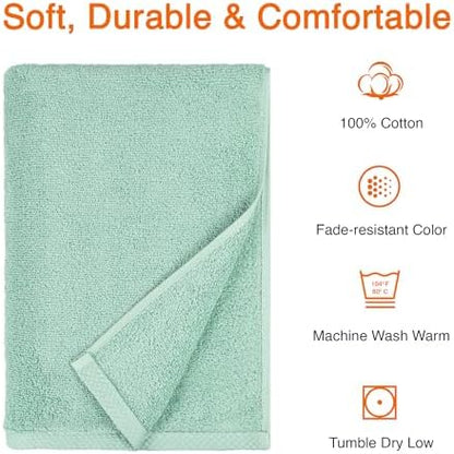 Amazon Basics 2-Pack Quick-Dry Lightweight Moisture Absorbing Bath Towel, 100% Cotton, 54" x 30", Seafoam Green