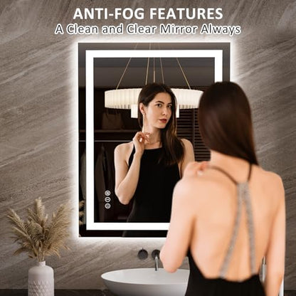 LOAAO 27.6"x35.4" LED Bathroom Mirror with Lights, UL Listed