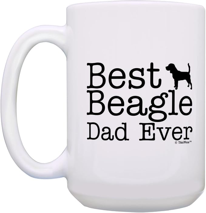ThisWear Dog Dad Gifts For Men Best Beagle Dad Ever 15oz Ceramic Coffee Mug with Handle