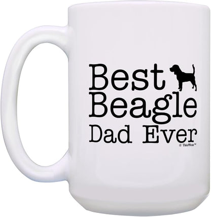 ThisWear Dog Dad Gifts For Men Best Beagle Dad Ever 15oz Ceramic Coffee Mug with Handle