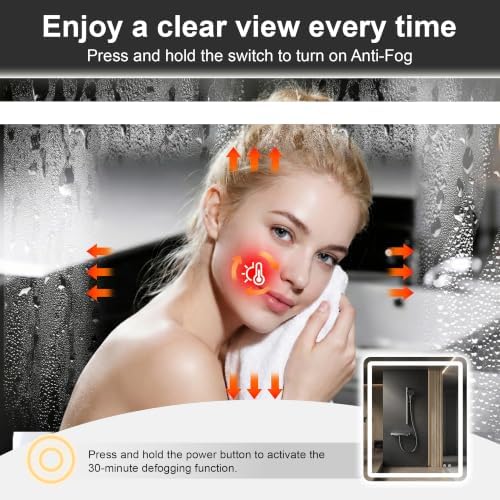 LED Bathroom Mirror with Lights, 30 x 36 Lighted Vanity Wall Mirror