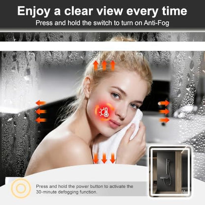 LED Bathroom Mirror with Lights, 30 x 36 Lighted Vanity Wall Mirror