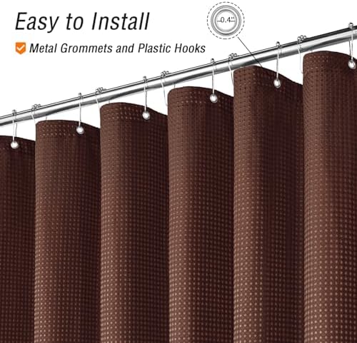 Gibelle Long Brown Fabric Shower Curtain, 72 x 78