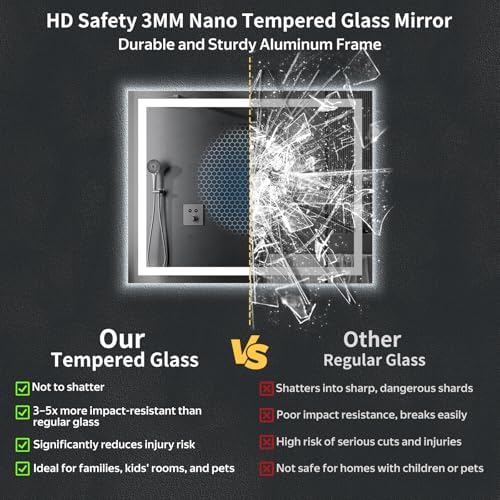 48"x32" LED Bathroom Mirror with Lights, Backlit+Frontlit, Anti-Fog