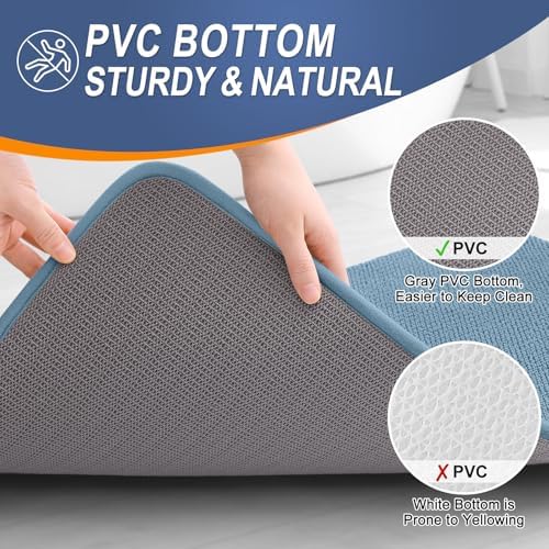 OLANLY Thick Memory Foam Bathroom Rugs 30x18, Absorbent Bath Mat, Airy Blue