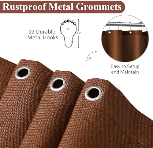 Naturoom Linen Shower Curtain 80 Inch for Bathroom Rustic Brown 1 Panel