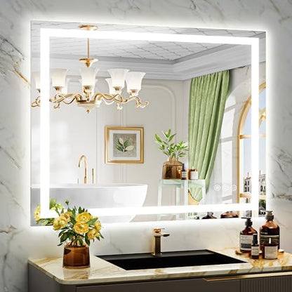 44x36 LED Bathroom Mirror with Lights, Lighted Vanity Mirror