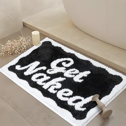 KOEXM Get Naked Bath Mat Black Bathroom Rugs 20" x 32" Non-Slip