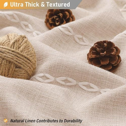 BTTN 48 x 72 Boho Linen Heavy Duty Cloth Shower Curtain Set, Tan/Taupe