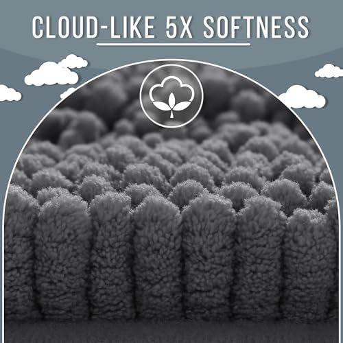 Yimobra Bathroom Rug Mat 36 x 24, Non Slip and Super Absorbent Bath Mat,Machine Washable Quick Dry,Ultra Plush Chenille Shower Rugs for Bathroom Floor Sink Tub and Shower Outside,Dark Gray