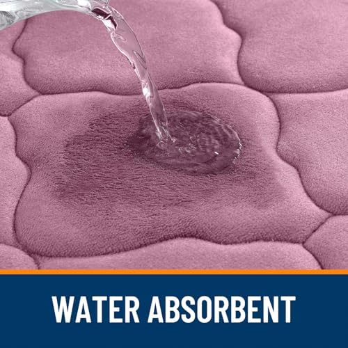 OLANLY Memory Foam Bath Mat Rug 30X20, Ultra Soft Bathroom Rugs, Mauve