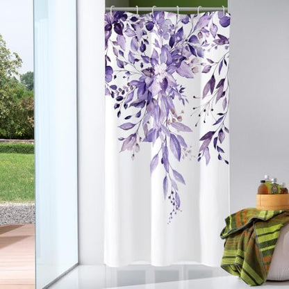 Gibelle Purple Eucalyptus Shower Curtain, Watercolor Floral Print, 48x72