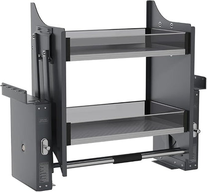 Pull Down Shelf, Kitchen Wall Cabinet Upper Storage Organizer, 2 Tier Kitchen Shelf Spice Rack, 22-24 Inch Width, Black