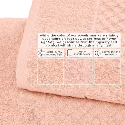 Great Bay Home Bath Towels - 100% Cotton 4 Pack 54x27 Bath Towel Set - Absorbent, Durable, Quick-Dry Towels for Bathroom (Pink)