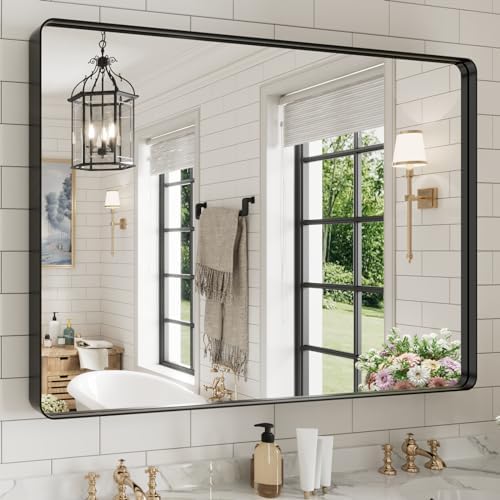 WEER Black Bathroom Vanity Mirror 48X40 Inch