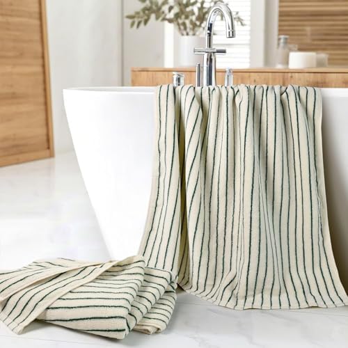 Jacquotha Green Striped Bath Towels Set of 2