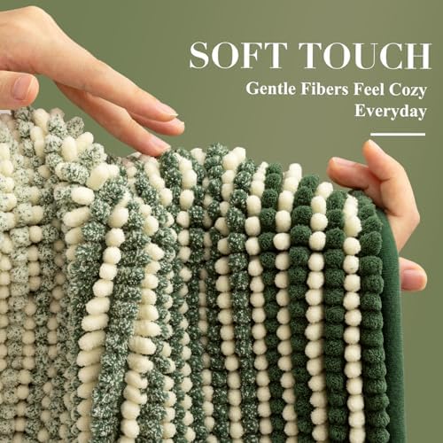 BSICPRO Large Bathroom Rugs, 24x36 Chenille Bath Mats, Sage Green