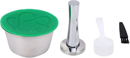 Reusable Stainless Steel Coffee Pod, Refillable Silicone Cup with Measuring Spoon for Machine
