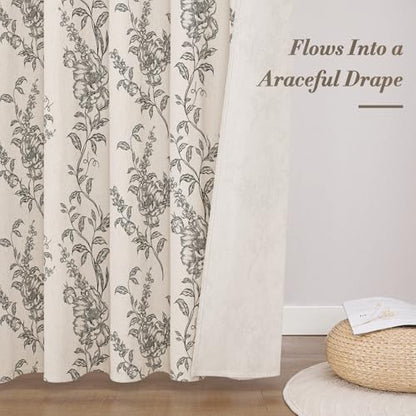 Black Linen Farmhouse Shower Curtain, Boho Floral Bathroom 36x72