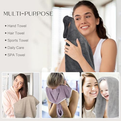 KinHwa Hand Towels for Bathroom, Microfiber Face Towels, 16x30 Inch, 4 Pack