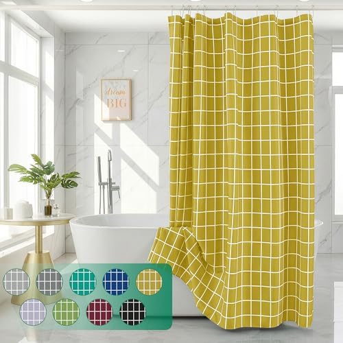 Fabric Farmhouse Shower Curtain-Extra Long Shower Curtains Bathroom Gold