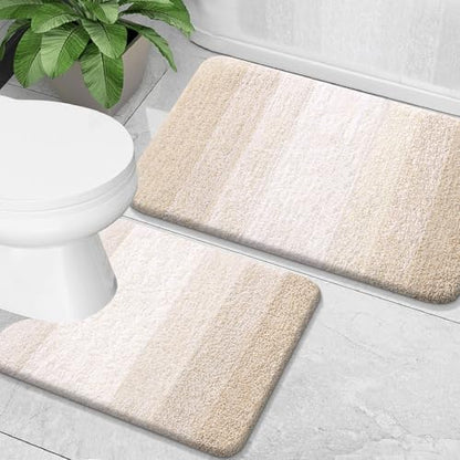OLANLY Micorfiber Bathroom Rug Set 2 Piece, 30"x20"+U-Shaped 24"x20"