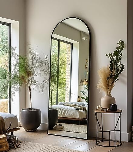 Dewfig Mirror Full Length, 64"X21" Arched Floor Mirror, Black