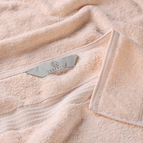 Superior Egyptian Cotton 8-Piece Towel Set, Assorted Towels for Home Bathroom, Guest Bath Decor Essentials, Includes 2 Bath, 4 Hand, 2 Face Towels/Washcloths, Quick Dry, Absorbent, Peach
