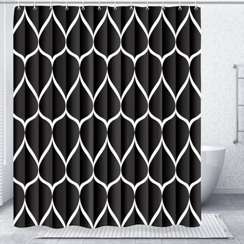Gelbchu Geometric Shower Curtain for Bathroom, Black, 72x72 Inch