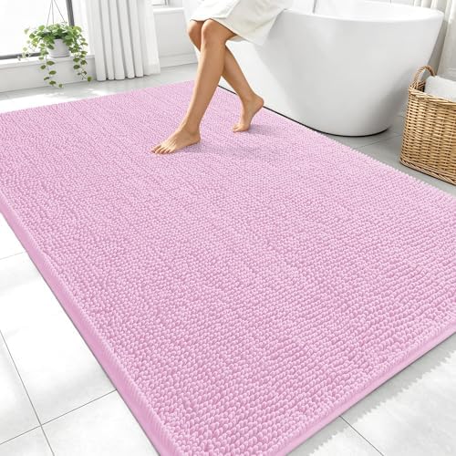 OLANLY Large Bathroom Rugs 70x46, Extra Soft Absorbent Chenille Bath Rugs