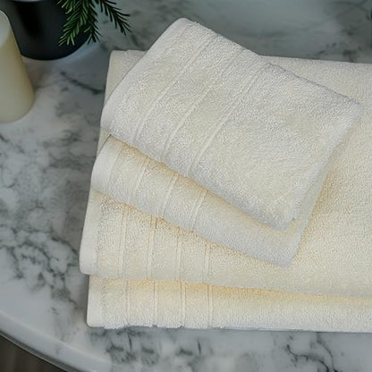 Tens Towels 8 Piece Towel Set, 2 XL Bath, 2 Hand, 4 Washcloth, Cream