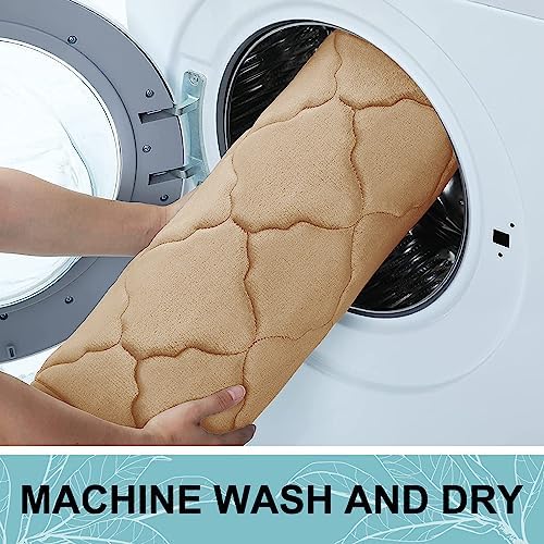 OLANLY Memory Foam Toilet Rugs U-Shaped 24x20, Soft Bath Mat, Dark Beige