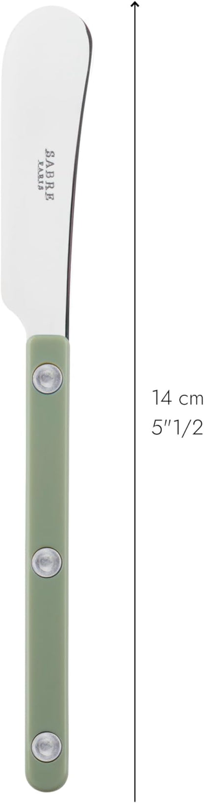 Sabre Paris - Set of 2 Spreader Knives 5.5 inches - Bistrot Collection - Perfect for Butter, Tapenades, Spreads - Stainless Steel & Nylon - Dishwasher Safe - Asparagus - Brilliant Finish