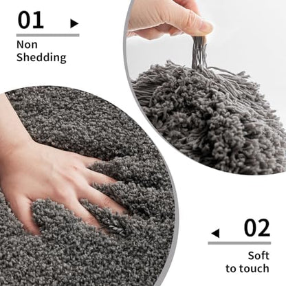 Disolla Bathrom Runner Rug 24x59 - Large Soft Plush Bath Mat, Thick Long Non-Slip Shaggy Floor Mat, Ultra-Absorbent for Master Bathroom Bedroom, Dark Grey