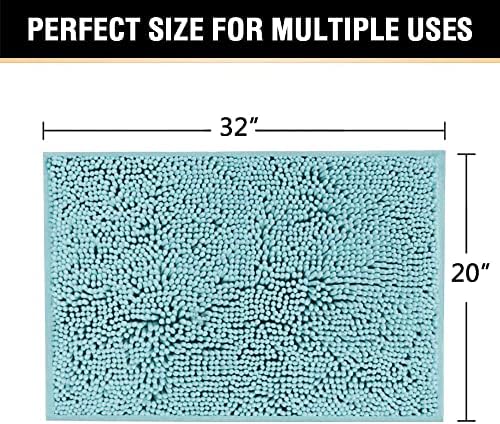 H.VERSAILTEX Microfiber Bath Rugs Chenille Floor Mat Ultra Soft Washable Bathroom Dry Fast Water Absorbent Bedroom Area Rugs, 20 x 32 - Inch, Aqua Haze
