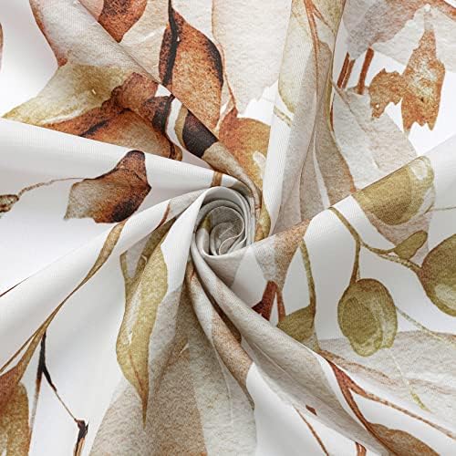 Gibelle Brown Eucalyptus Shower Curtain, Watercolor Floral Print, 108x72
