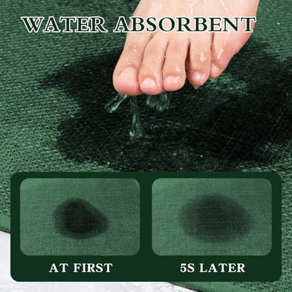 chakme Bathroom Rugs Mat U-Shaped 24x17, Ultra ThinNon Slip Bath Mat Small Quick Dry Absorbent Bath Matfor Bathroom Floor, (Dark Green, U-24"x17")