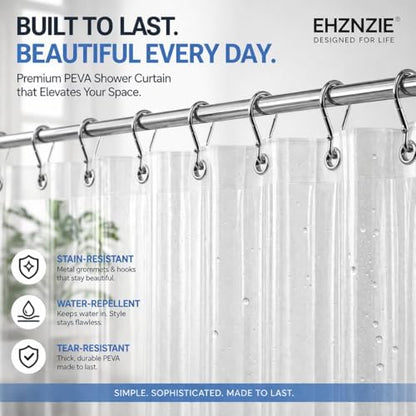 EHZNZIE Frosted Shower Curtain Liner 72x84, PEVA Waterproof Bath Curtain, No Chemical Smell, 3 Weighted Magnets, Durable with Rustproof Metal Grommets
