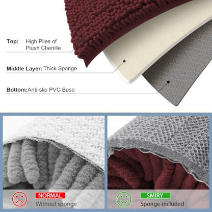 Smiry Bathroom Rugs 24X16, Luxury Chenille Extra Soft Absorbent Bath Mat