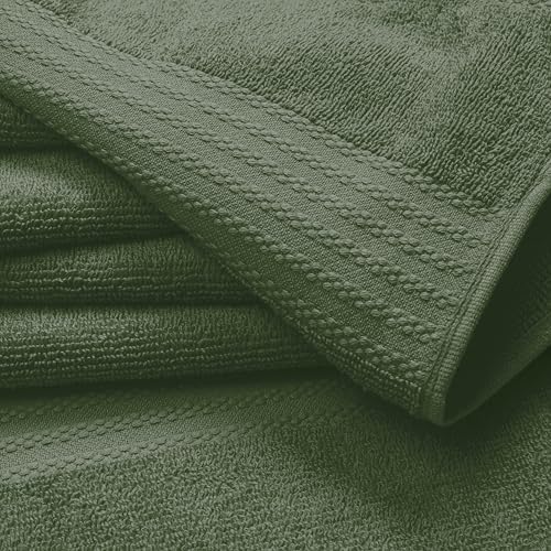 GLAMBURG Ultra Soft 6-Piece Hand Towel Set 16x28-100% Ringspun Cotton - Durable & Highly Absorbent Hand Towels - Ideal for use in Bathroom, Kitchen, Gym, Spa & General Cleaning - Olive Green