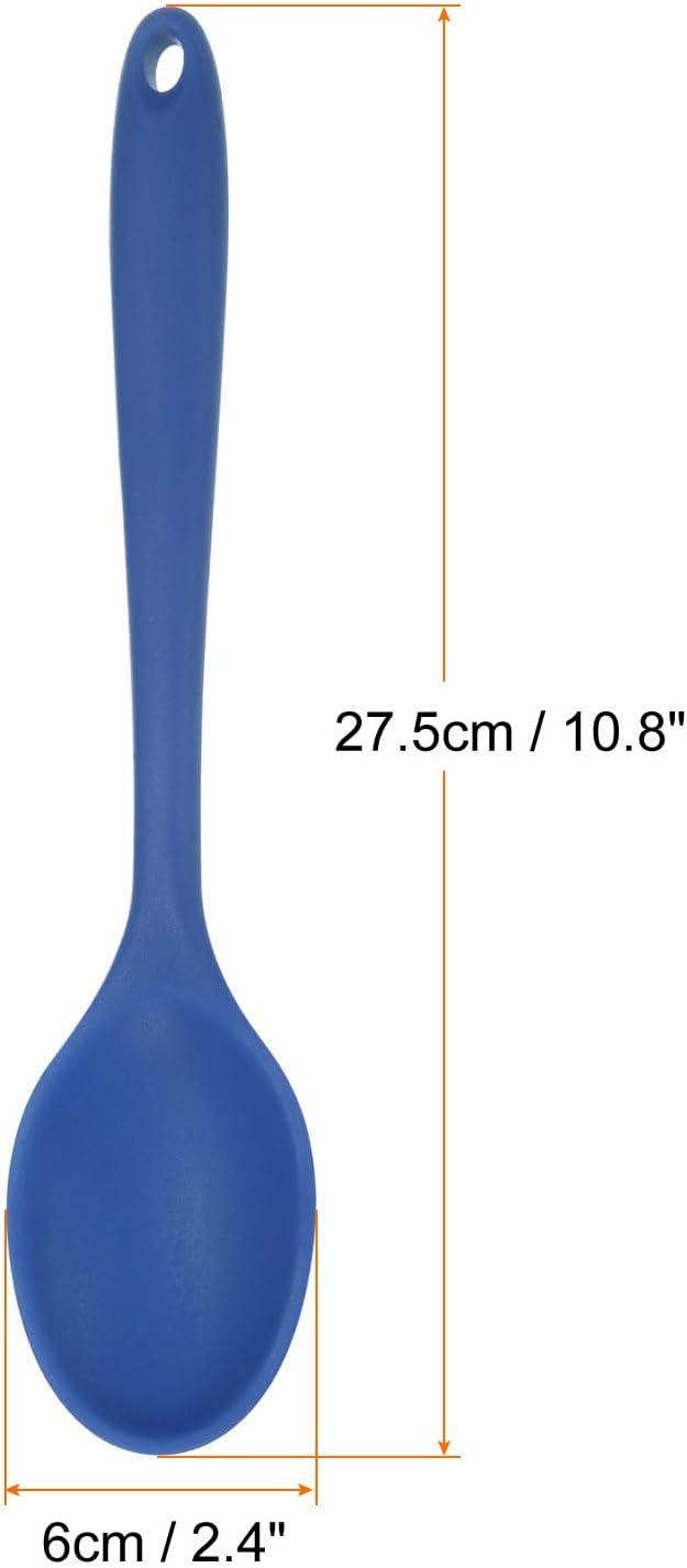 HARFINGTON 2Pcs Silicone Spoons, Heat Resistant Kitchen Cooking Utensil Spoon for Cooking, Mixing, Stirring and Serving, Navy Blue